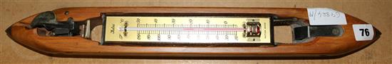 Wooden loom bobbin with later thermometer